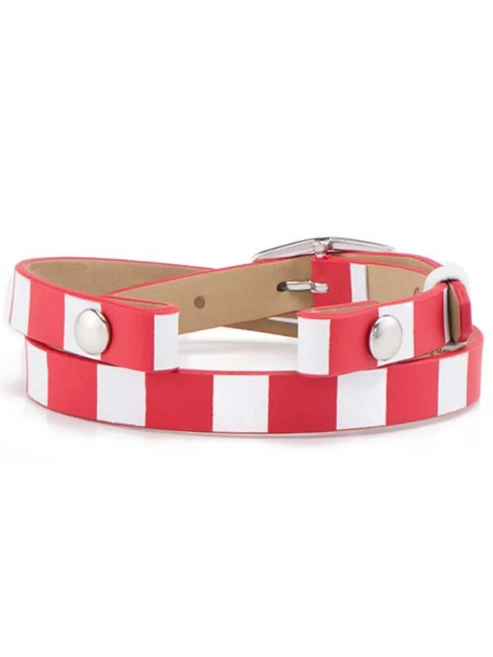 Origami Owl Red & White Striped Double Wrap Band